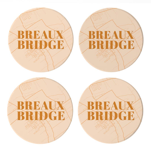 Modern Minimalist Louisiana Breaux Bridge Map | Absorbent Coasters | Set of 4 | Min 2