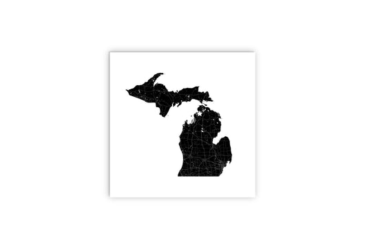 Minimalistic B&W Michigan Map Petoskey Star | Wood Sign | Eaches | Min 2