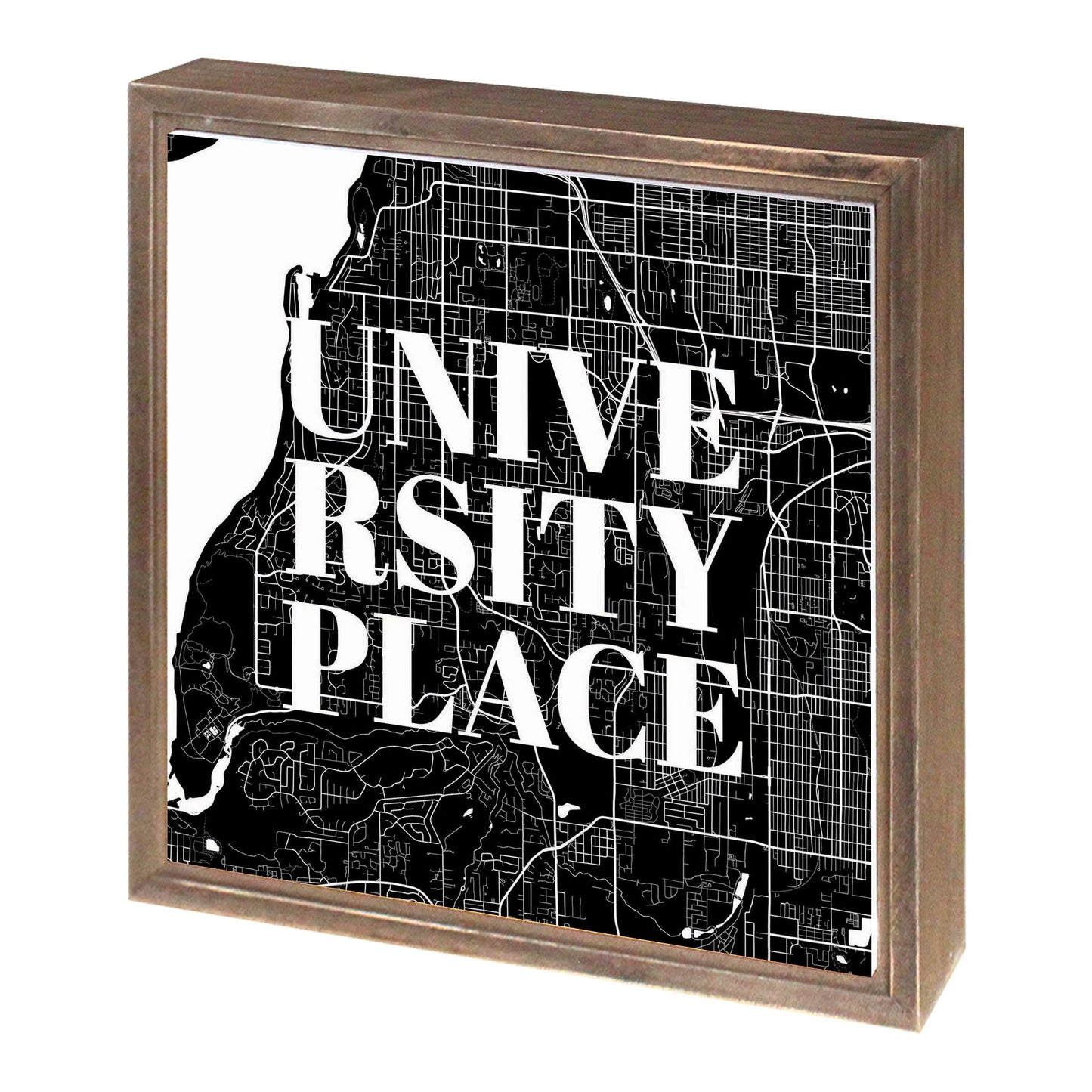 Minimalistic B&W Washington University Place Map | Wood Sign | Eaches | Min 1