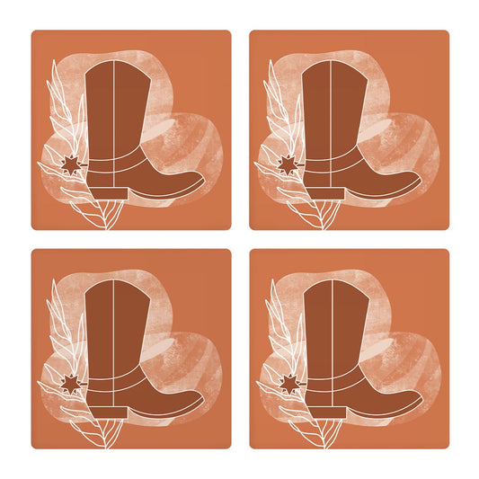 Modern Minimalist Texas Cowboy Boot | Absorbent Coasters | Set of 4 | Min 2