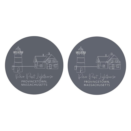 Race Point Lighthouse Muted Coastal| Absorbent Car Coasters | Set of 2 | Min 4