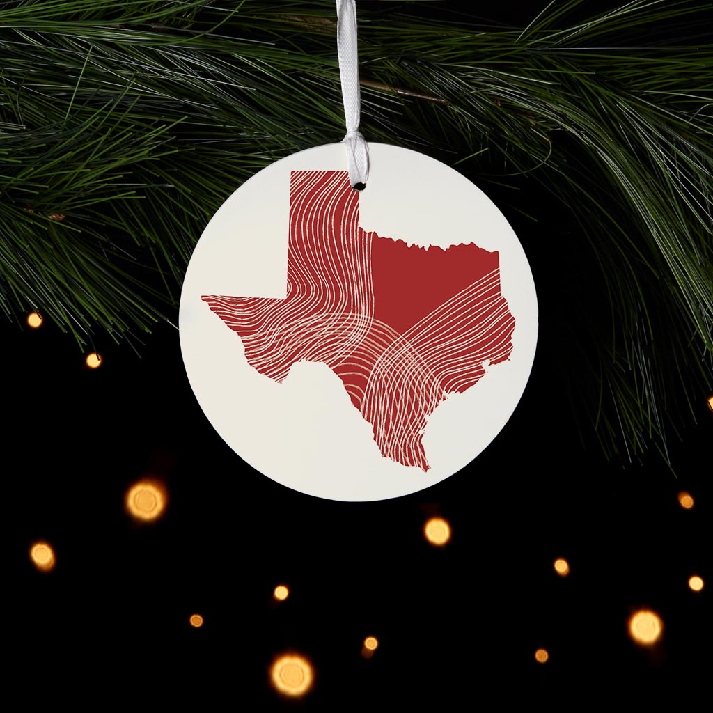 Modern Minimalist Texas Fluid Line State Shape | Wood Ornament | Eaches | Min 6