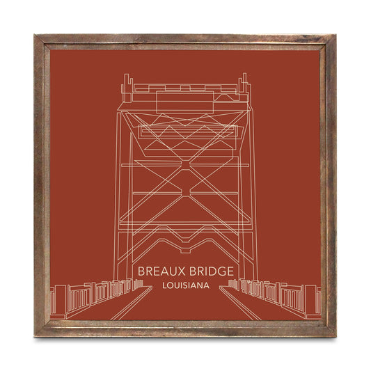 Modern Minimalist Louisiana Breaux Bridge Line Drawing | Wood Sign | Eaches | Min 1