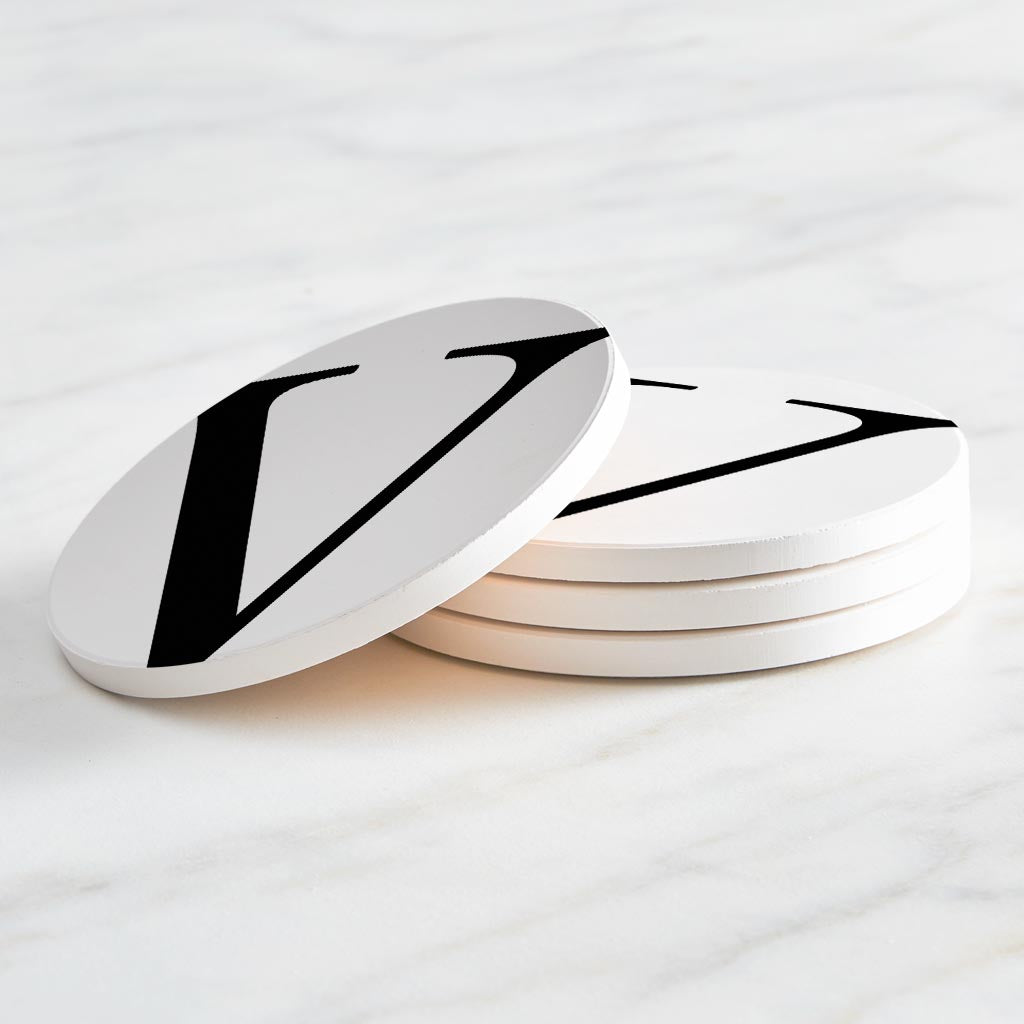 Minimalist Monogram V Circle | Absorbent Coasters | Set of 4 | Min 2