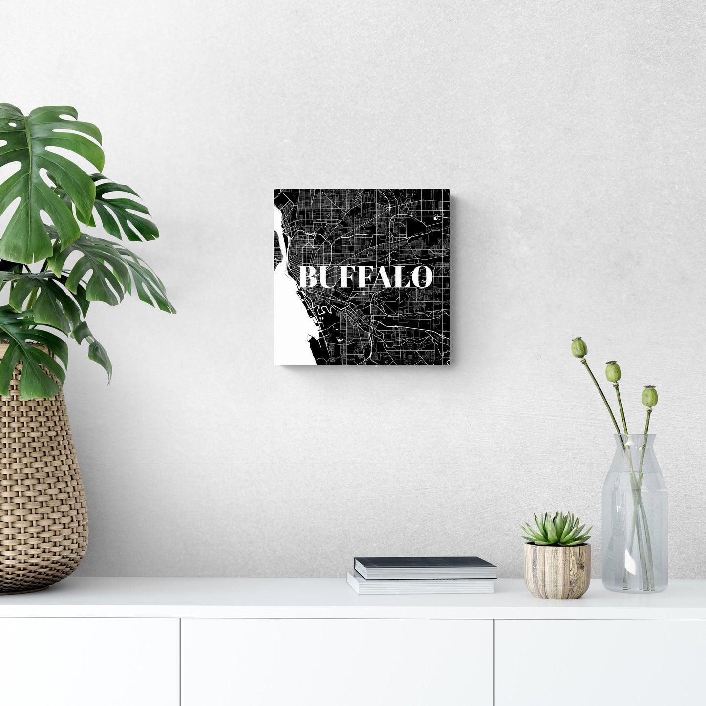 Minimalistic B&W New York Buffalo Map | Wood Sign | Eaches | Min 2