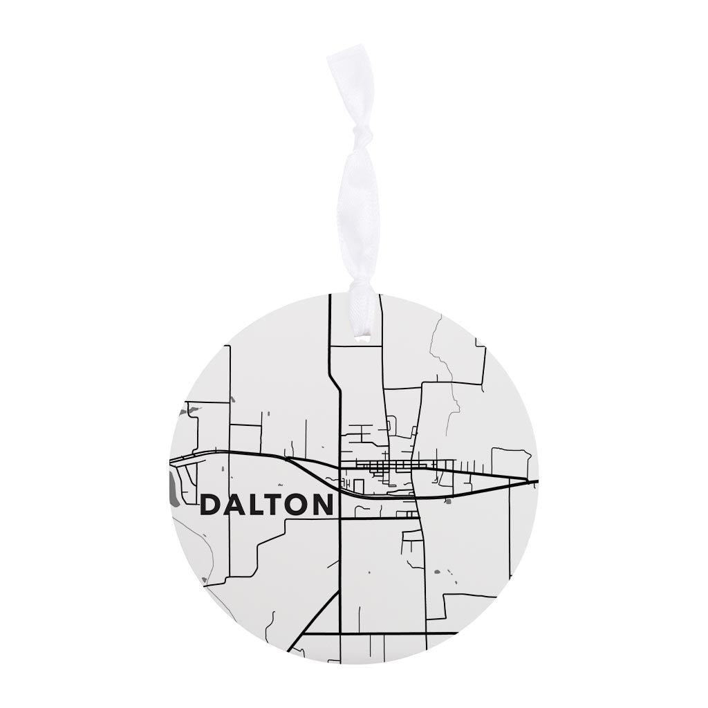 Minimalistic Dalton Ohio Map White| Wood Ornament | Eaches | Min 6