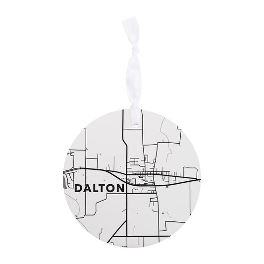 Minimalistic Dalton Ohio Map White| Wood Ornament | Eaches | Min 6