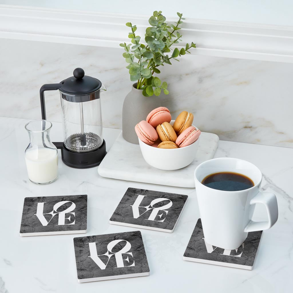 Minimalistic B&W Pennsylvania Love Dark | Absorbent Coasters | Set of 4 | Min 2