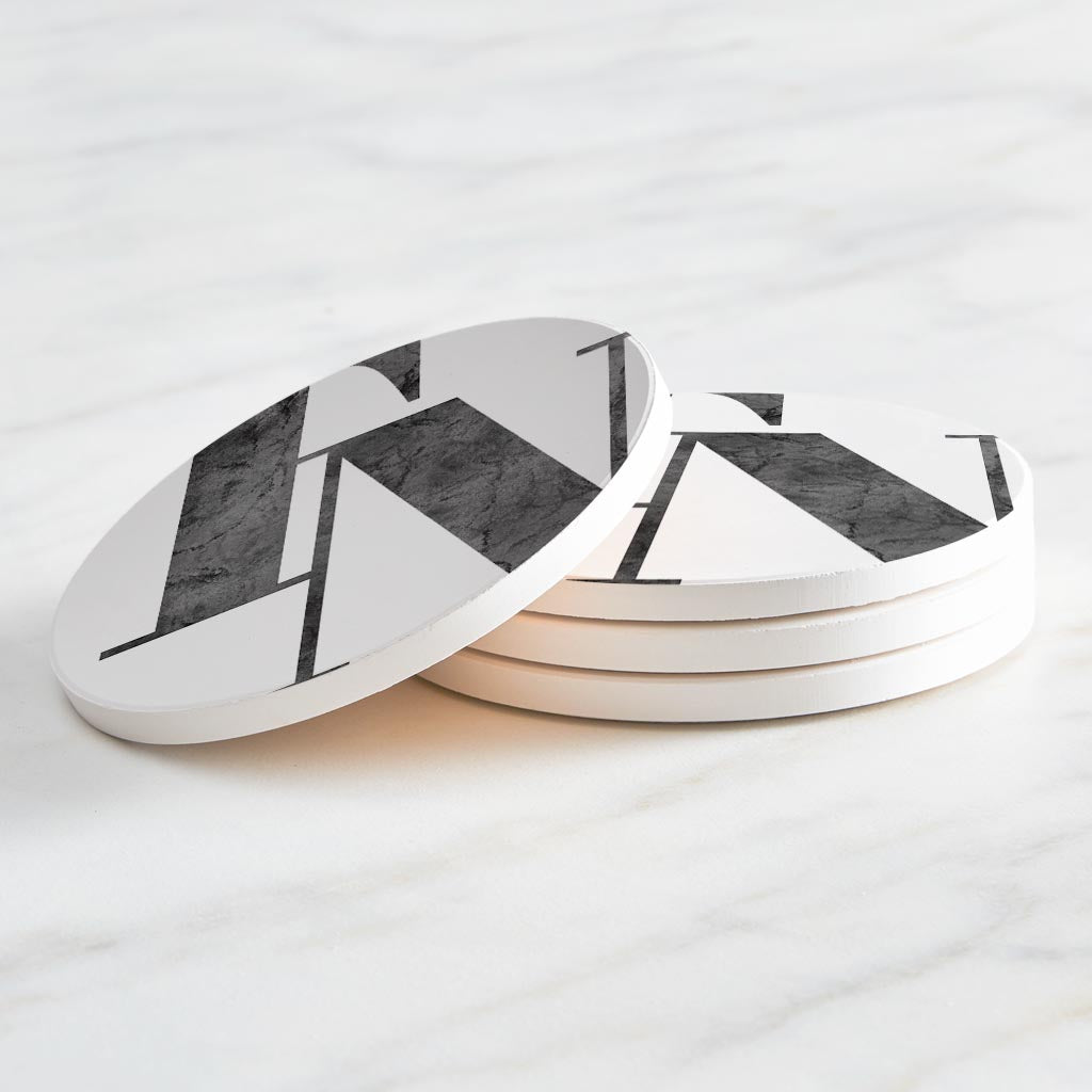 Minimalist B&W Tennessee White Initials | Absorbent Coasters | Set of 4 | Min 2