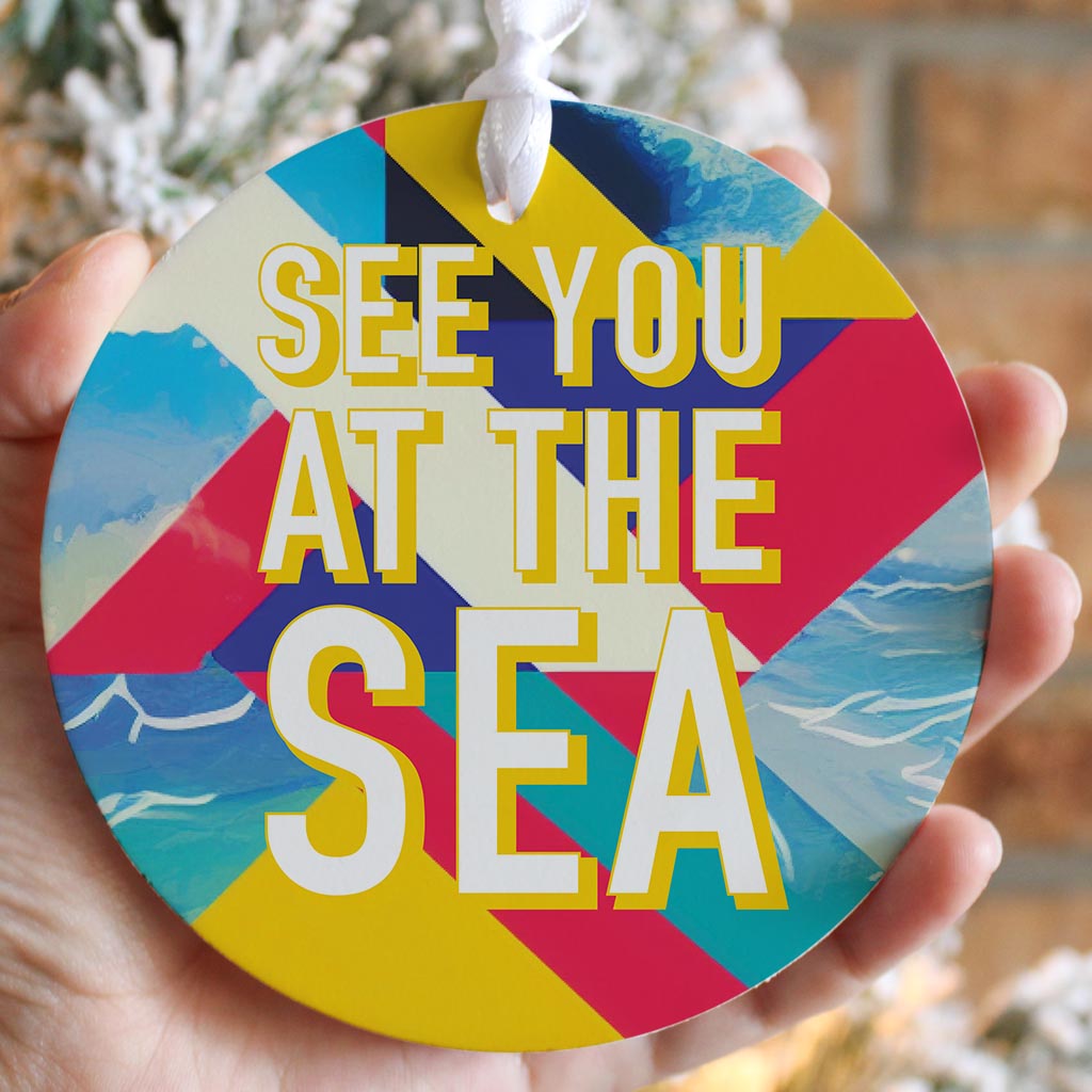 See You At The Sea | Wood Ornament | Eaches | Min 6