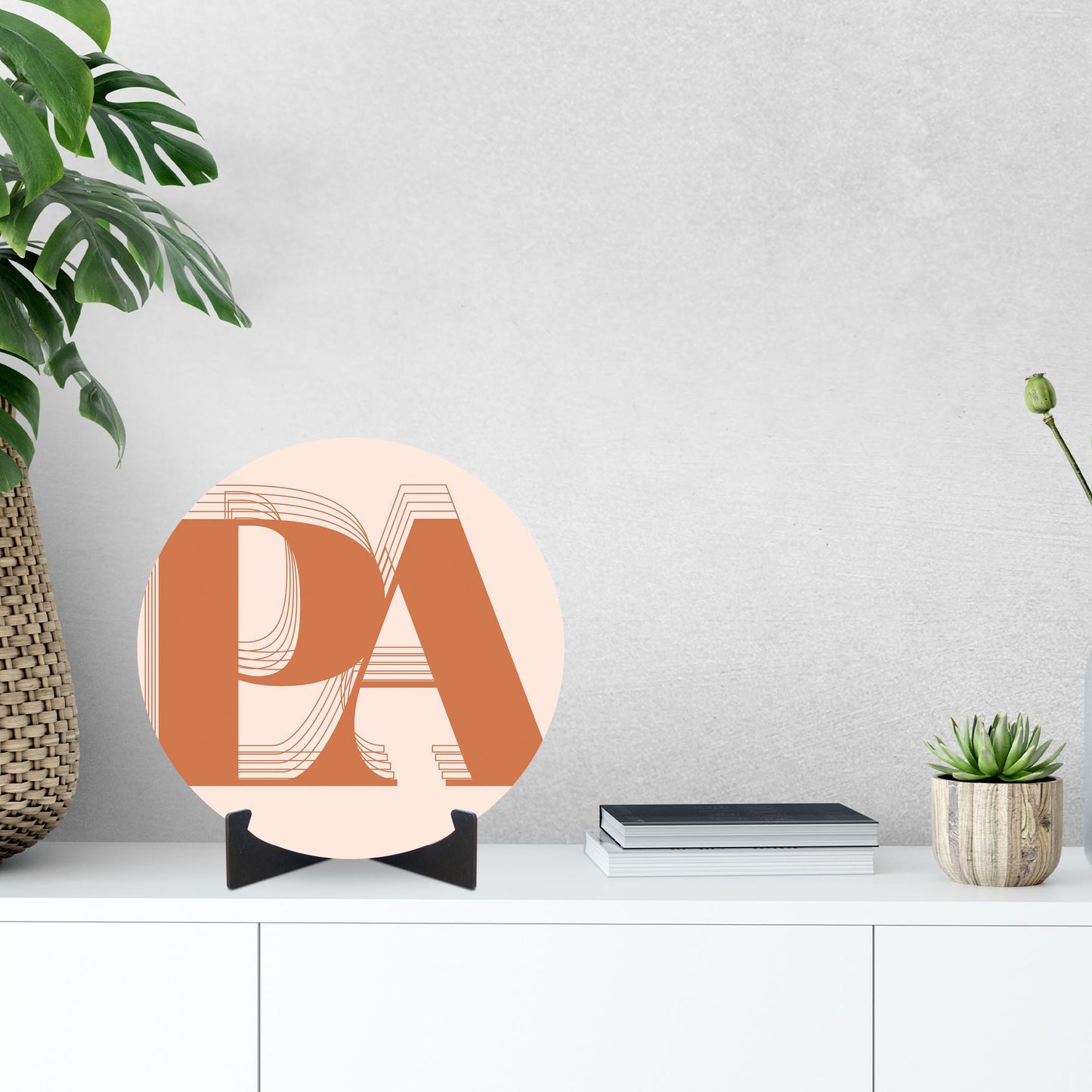 Modern Minimalist Pennsylvania Pa Initials Dark | Wood Sign | Eaches | Min 1