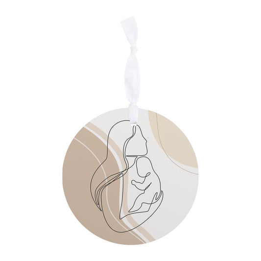 Modern Minimalist Mothers Day Mom Baby | Wood Ornament | Eaches | Min 6