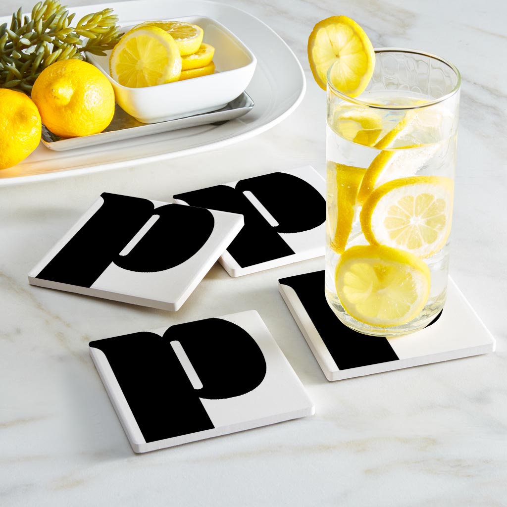 Fun Chunky Monogram P | Absorbent Coasters | Set of 4 | Min 2