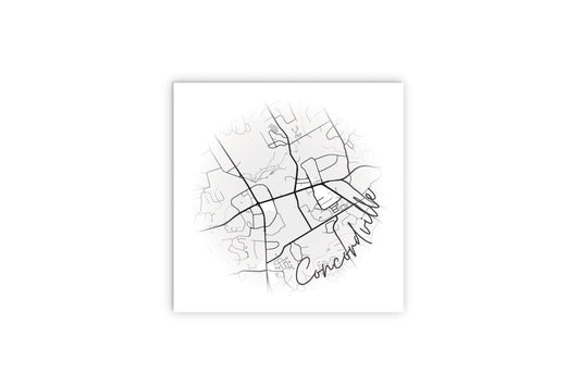 Minimalistic B&W Pennsylvania Concordville Circle Map | Wood Sign | Eaches | Min 2