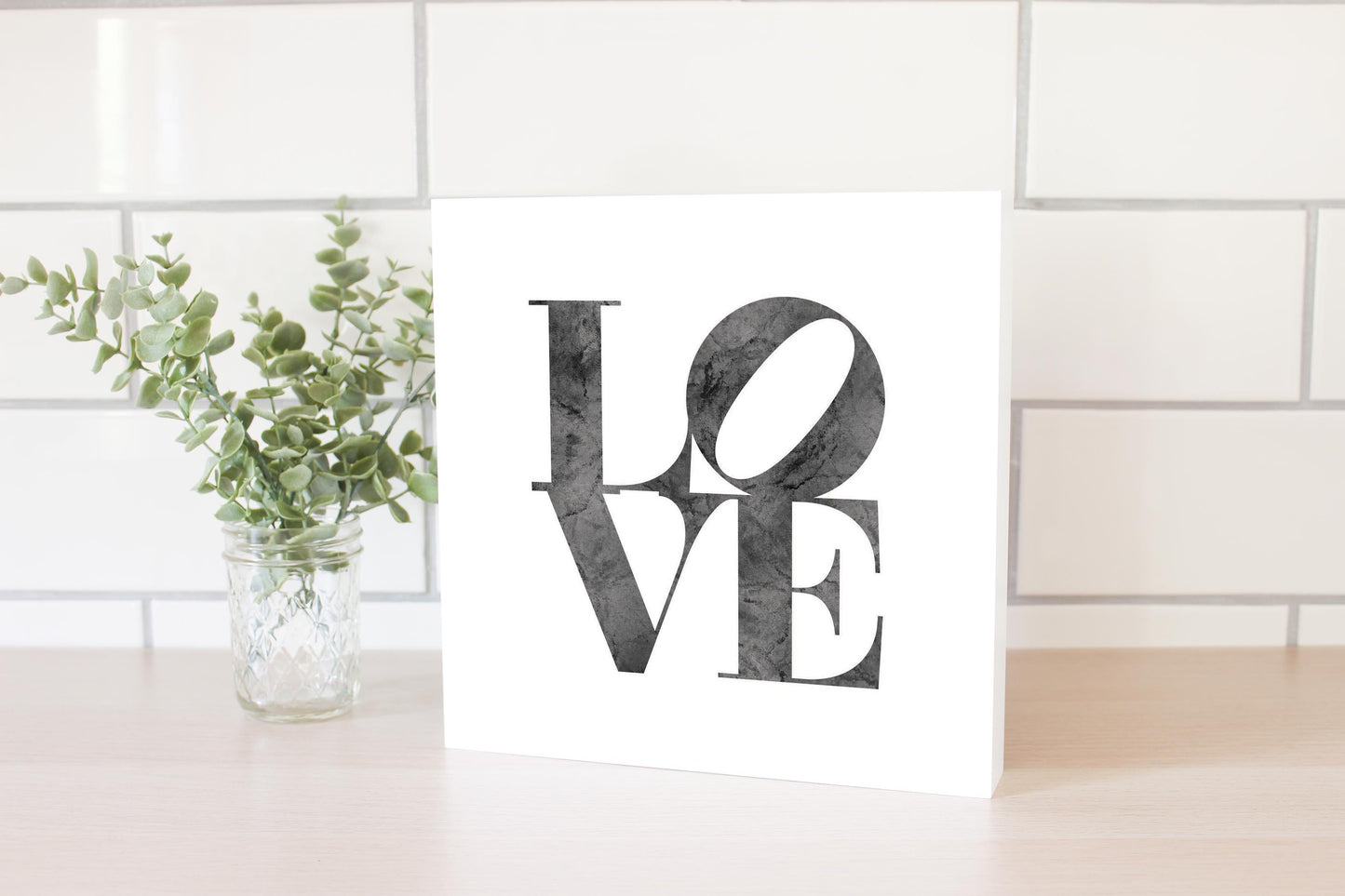 Minimalistic B&W Pennsylvania Love Light | Wood Block | Eaches | Min 2