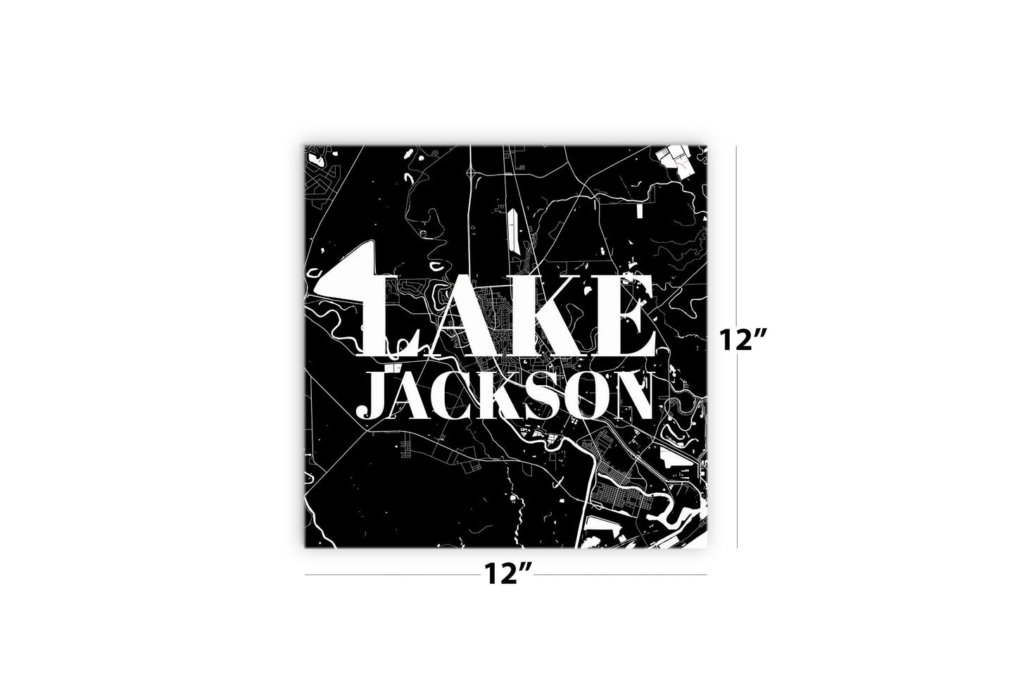 Minimalistic B&W Texas Lake Jackson Map | Wood Sign | Eaches | Min 2