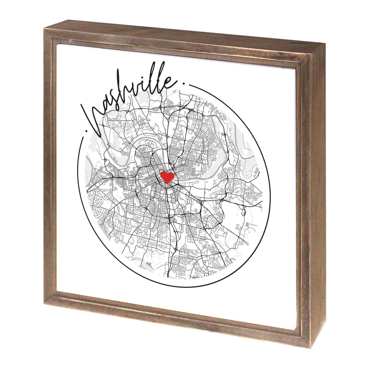 Minimalist B&W Tennessee Nashville Circle Map Heart | Wood Sign | Eaches | Min 1