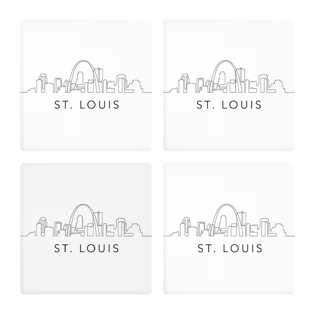Minimalist B&W Missouri St Louis Skyline | Absorbent Coasters | Set of 4 | Min 2