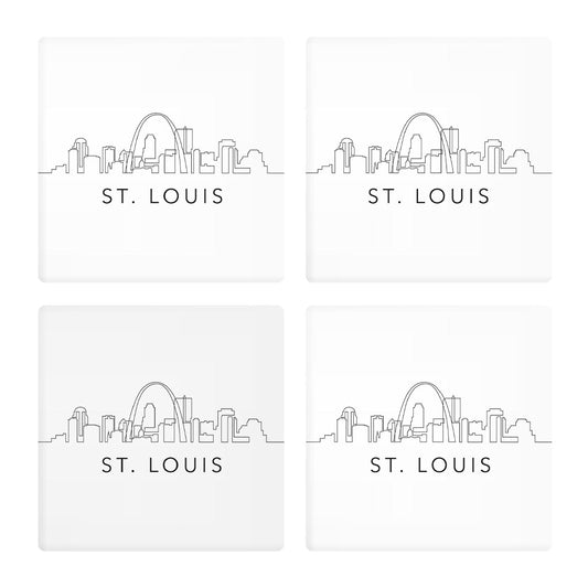 Minimalist B&W Missouri St Louis Skyline | Absorbent Coasters | Set of 4 | Min 2