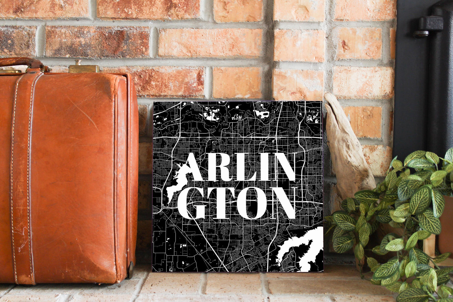 Minimalistic B&W Texas Arlington Map| Wood Sign | Eaches | Min 2