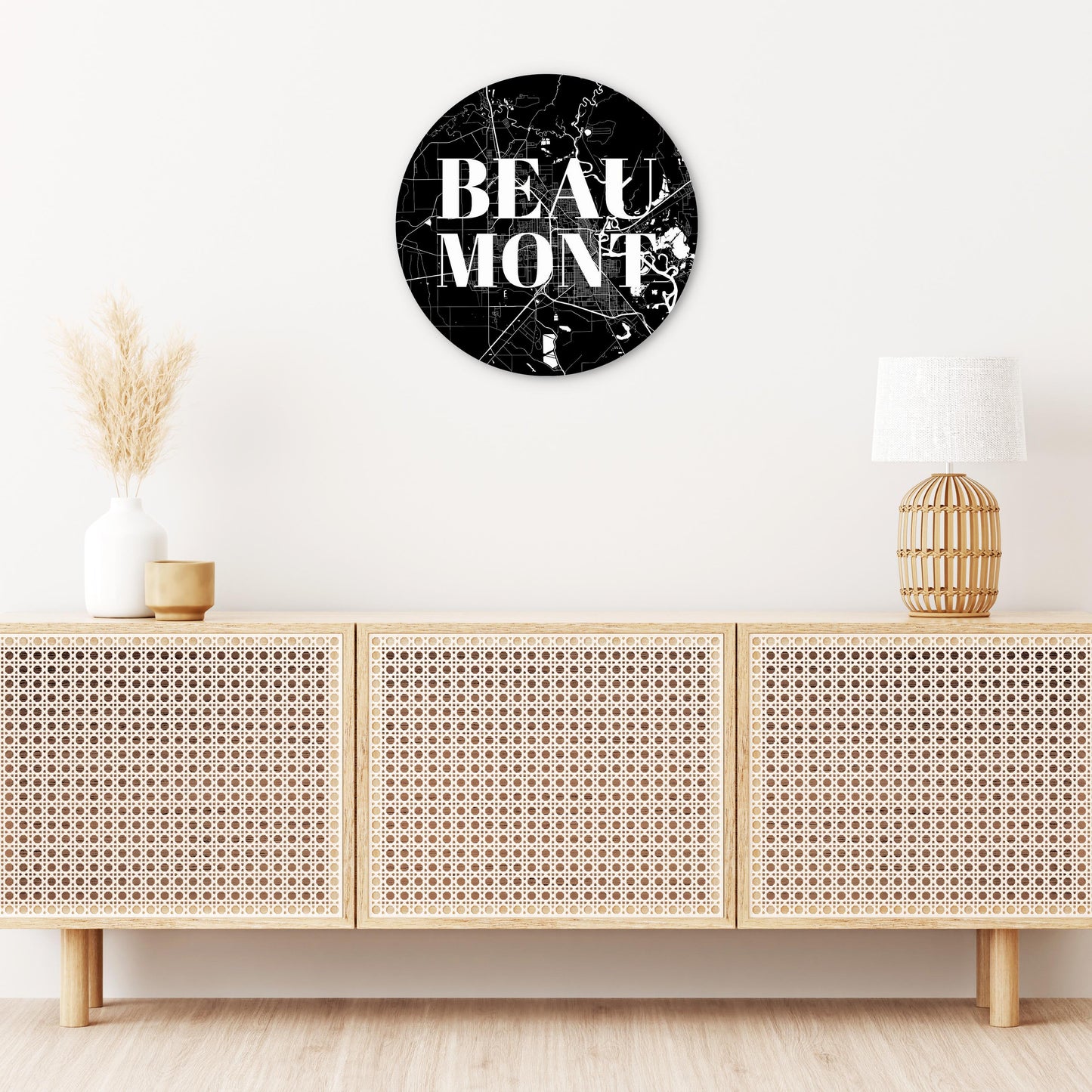 Minimalistic B&W Texas Beaumont Map | Wood Sign | Eaches | Min 1