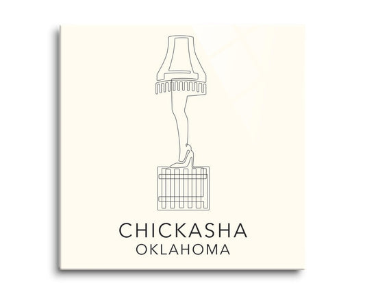 Modern Minimalist Oklahoma Chickasha Leg Lamp | Hi-Def Glass Art | Eaches | Min 2