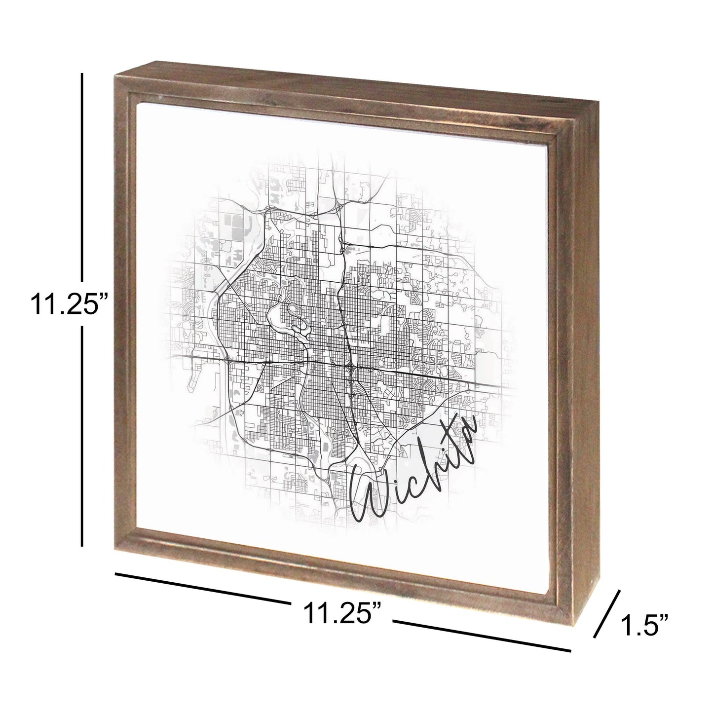 Minimalistic B&W Kansas Wichita Circle Map | Wood Sign | Eaches | Min 1