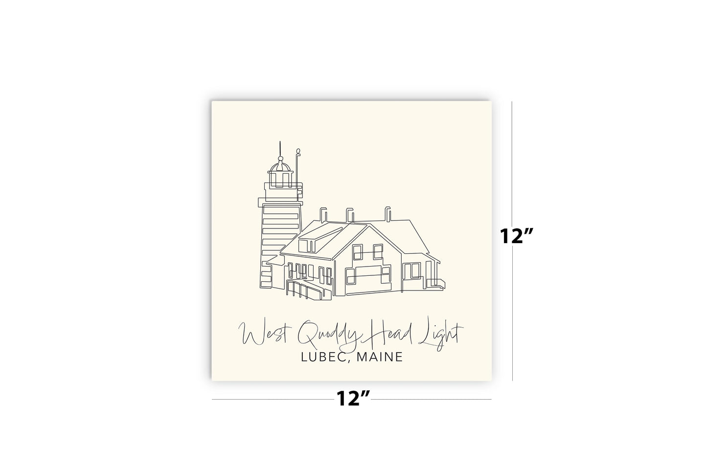 Cream West Quoddy Head Light| Wood Sign | Eaches | Min 2