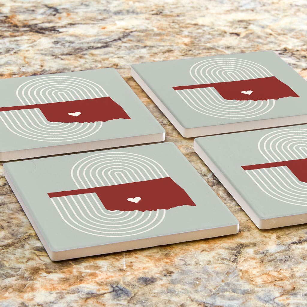 Modern Minimalist Oklahoma Chickasha Heart | Absorbent Coasters | Set of 4 | Min 2