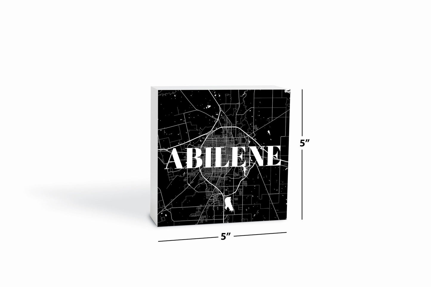 Minimalist B&W Texas Abilene Map | Wood Block | Eaches | Min 4