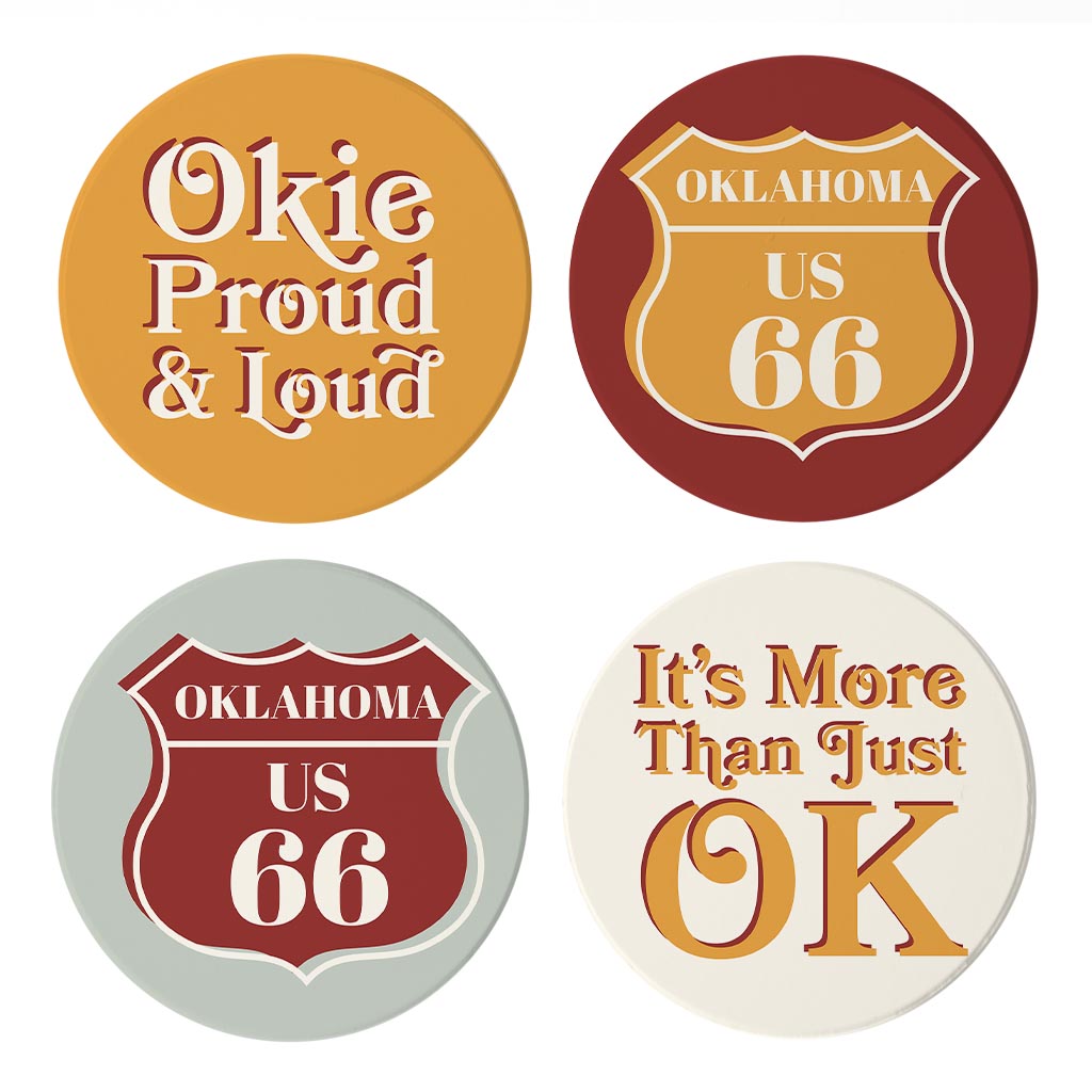 Modern Minimalist Oklahoma Set | Absorbent Coasters | Set of 4 | Min 2