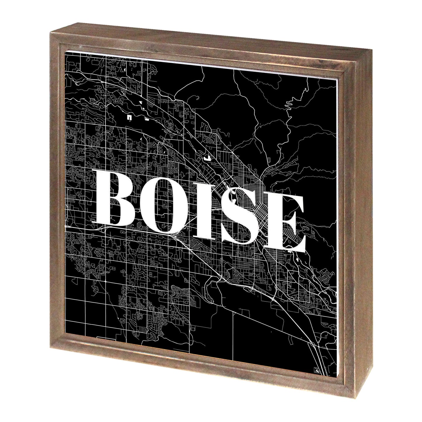 Minimalist B&W Idaho Boise Map | Wood Sign | Eaches | Min 1