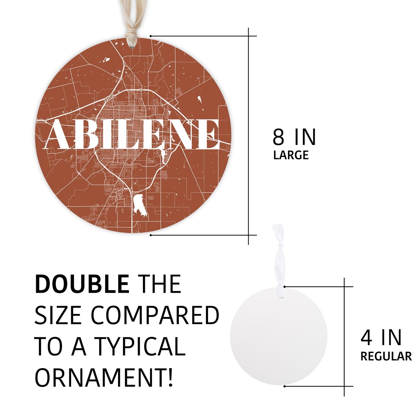 Modern Minimalist Texas Abilene Map | Wood Ornament | Eaches | Min 1