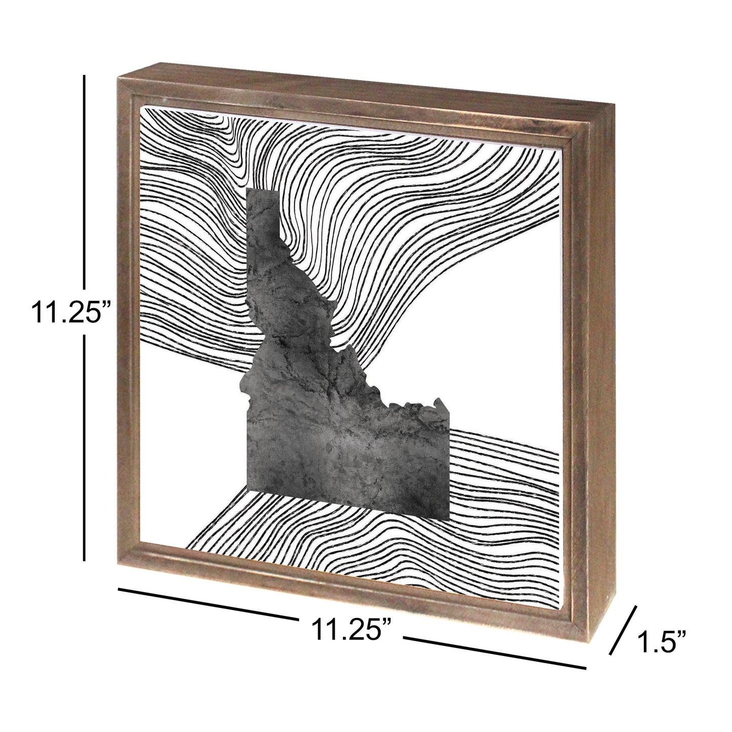 Minimalist B&W Idaho State With Fluid Lines | Wood Sign | Eaches | Min 1