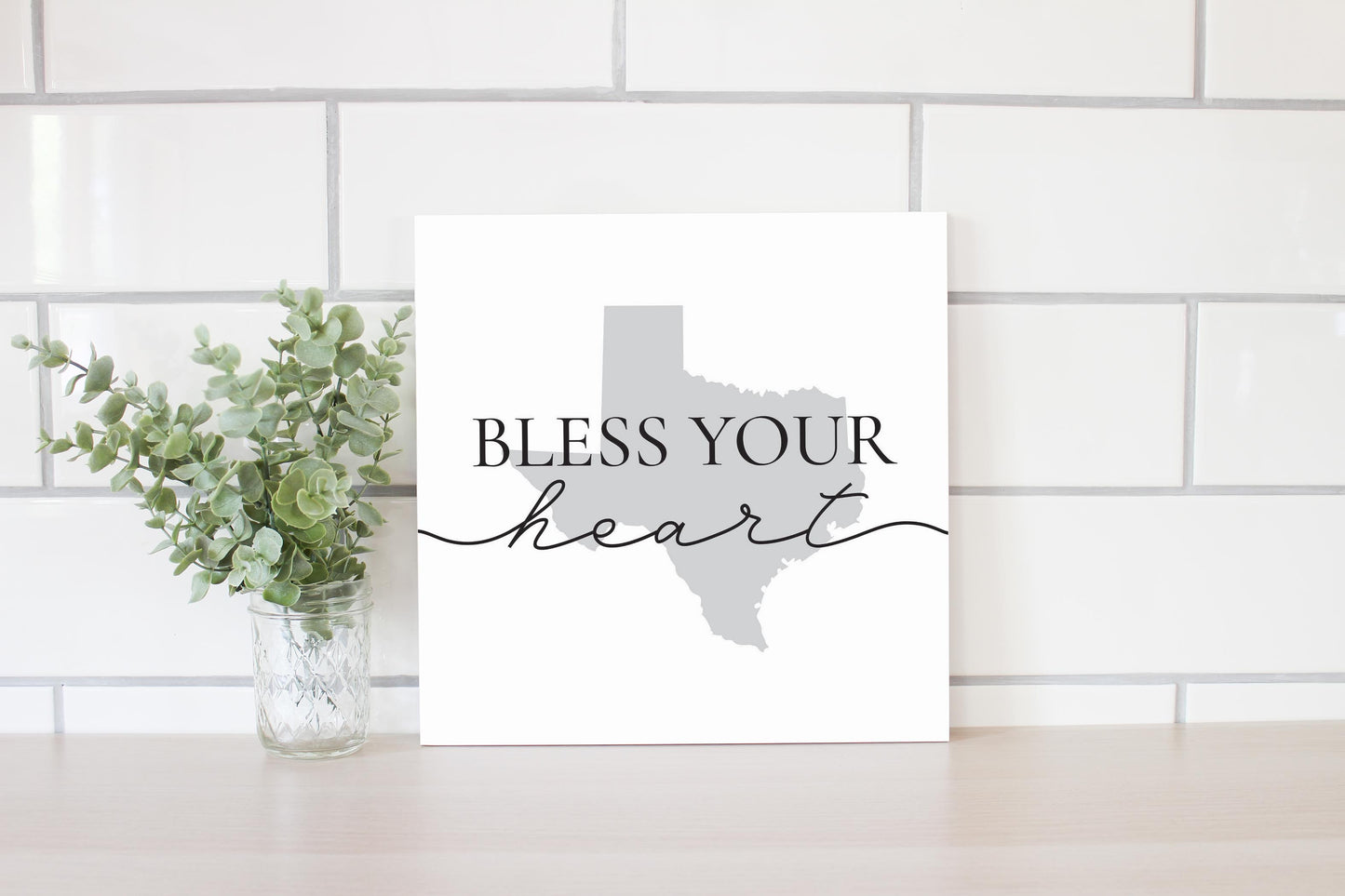 Minimalistic B&W Texas Bless Your Heart | Wood Sign | Eaches | Min 2