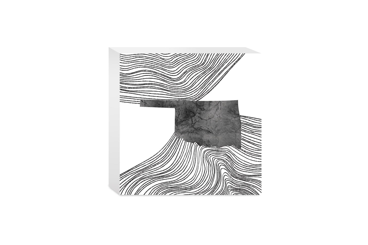 Modern Oklahoma State Shape With Fluid Lines | Wood Block | Eaches | Min 4