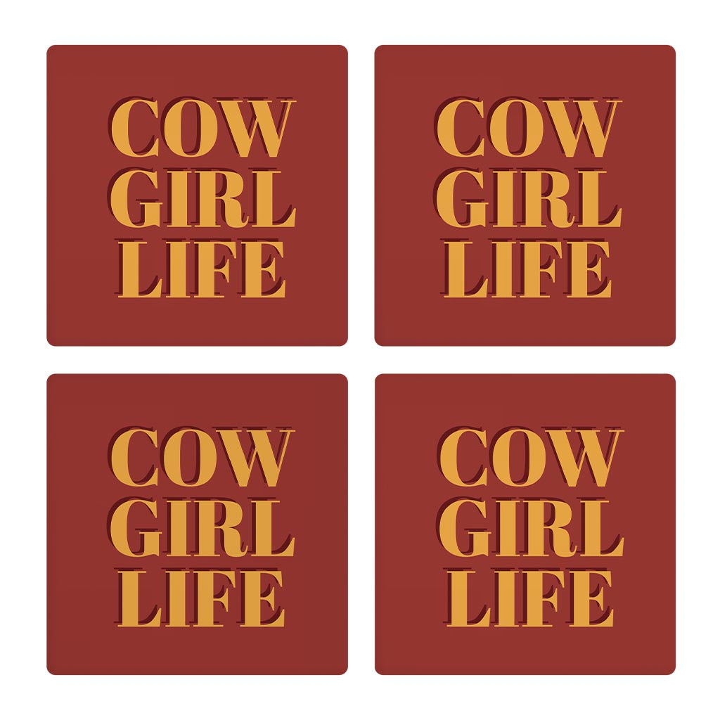 Modern Minimalist Oklahoma Cowgirl Life | Absorbent Coasters | Set of 4 | Min 2