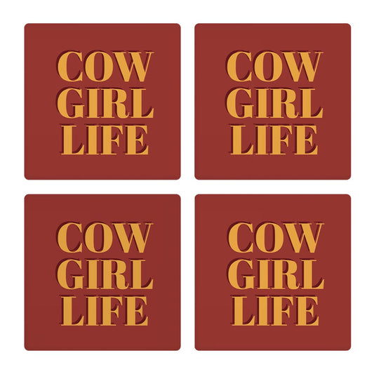 Modern Minimalist Oklahoma Cowgirl Life | Absorbent Coasters | Set of 4 | Min 2