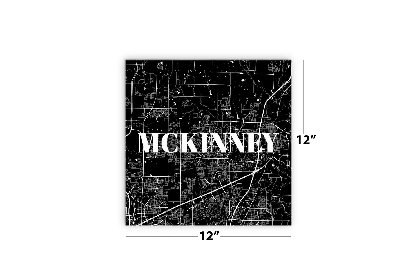 Minimalistic B&W Texas Mckinney Map | Wood Sign | Eaches | Min 2