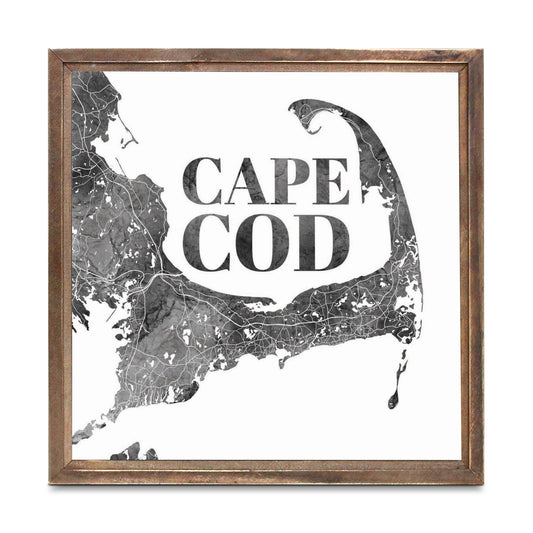 Minimalistic B&W Cape Cod Map | Wood Sign | Eaches | Min 1