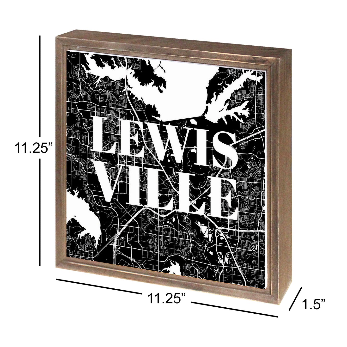 Minimalistic B&W Texas Lewisville Map | Wood Sign | Eaches | Min 1