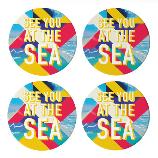 See You At The Sea | Absorbent Coasters | Set of 4 | Min 2