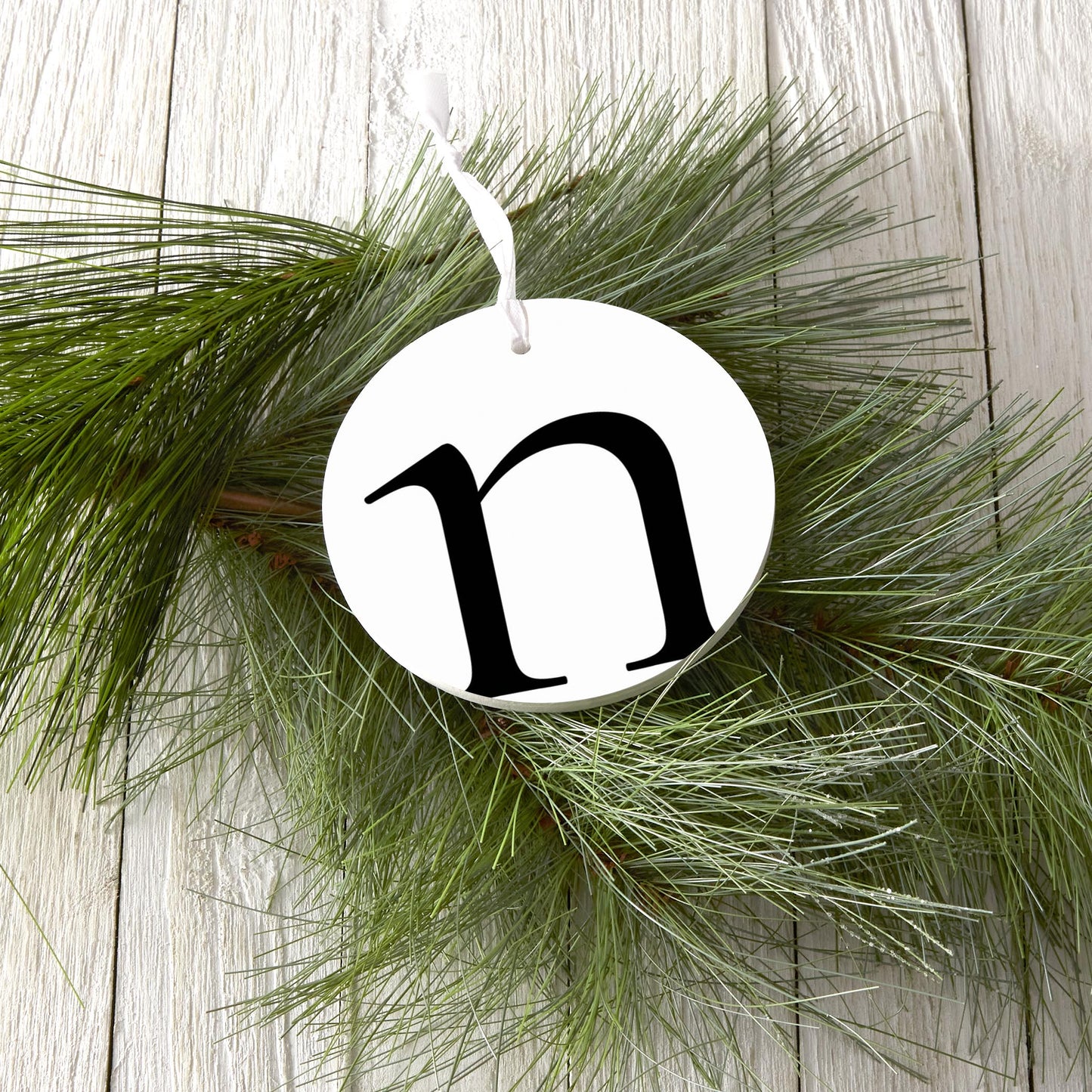 Minimalist Monogram N Circle| Wood Ornament | Eaches | Min 6