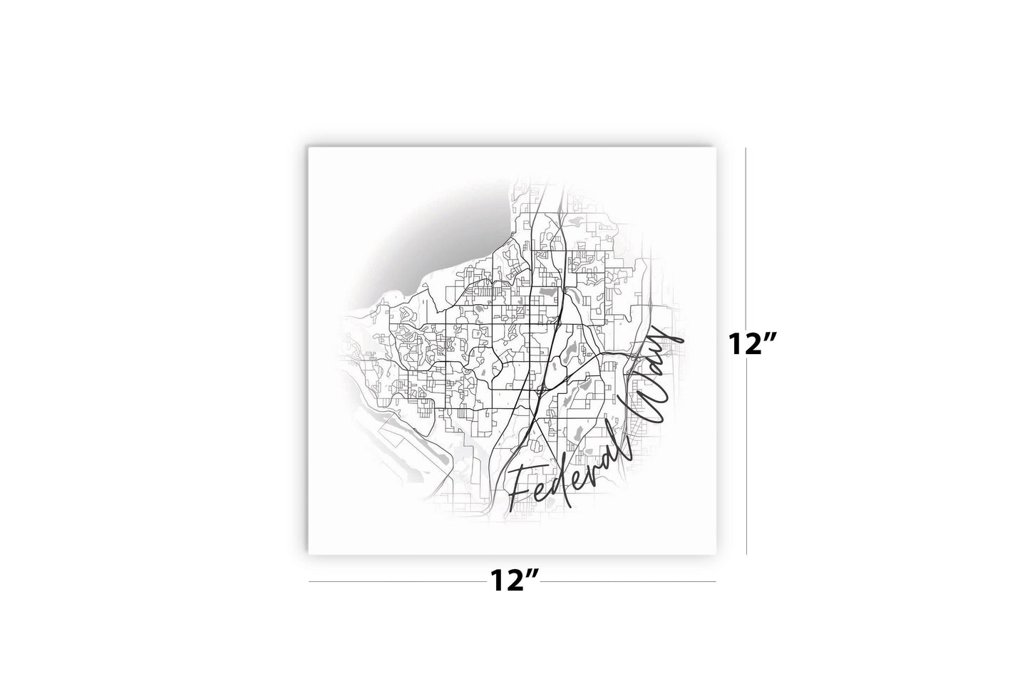 Minimalistic B&W Washington Federal Way Circle Map | Wood Sign | Eaches | Min 2