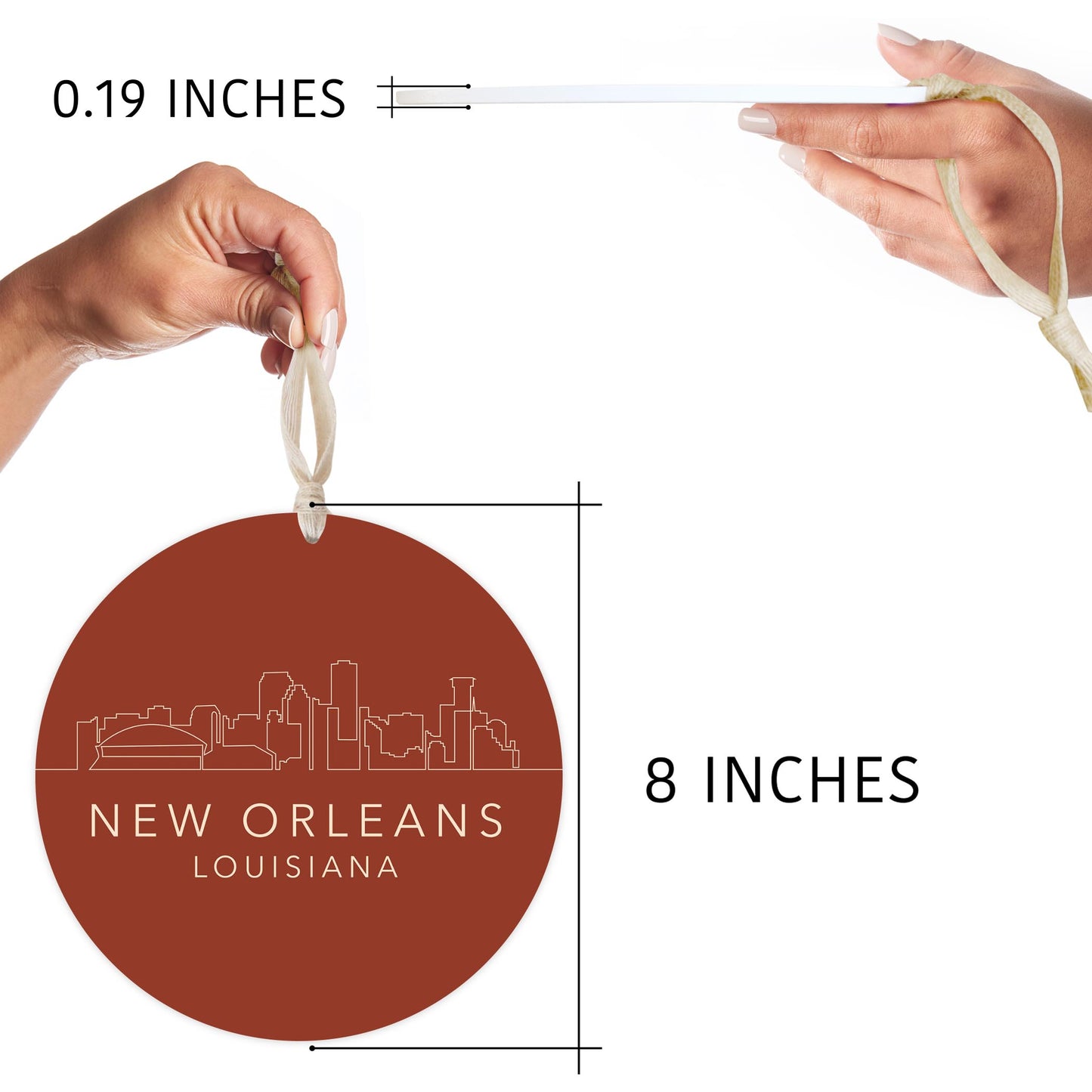 Louisiana Colorful New Orleans Skyline | Wood Ornament | Eaches | Min 1