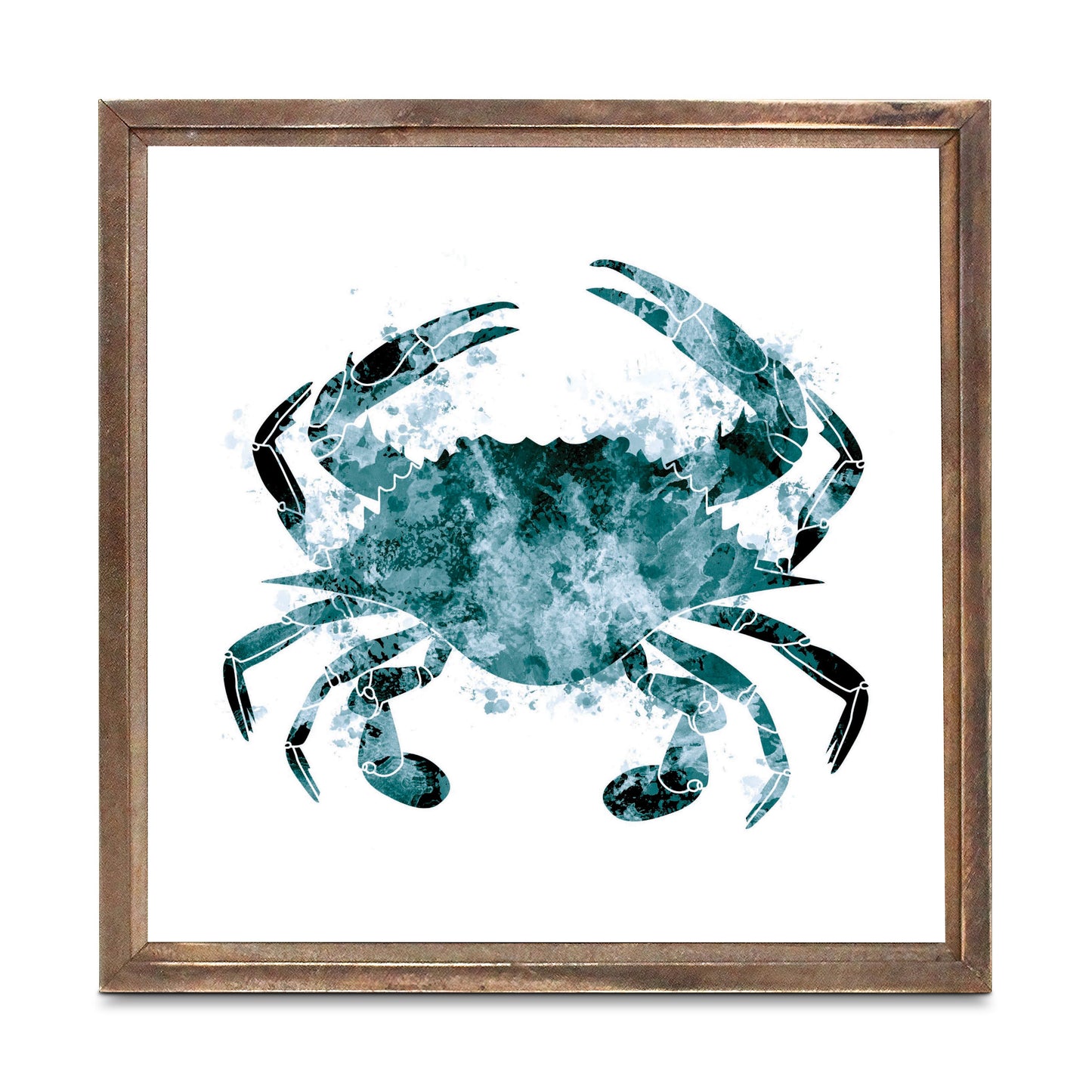 Blue White Water Color Blue Crab | Wood Sign | Eaches | Min 1