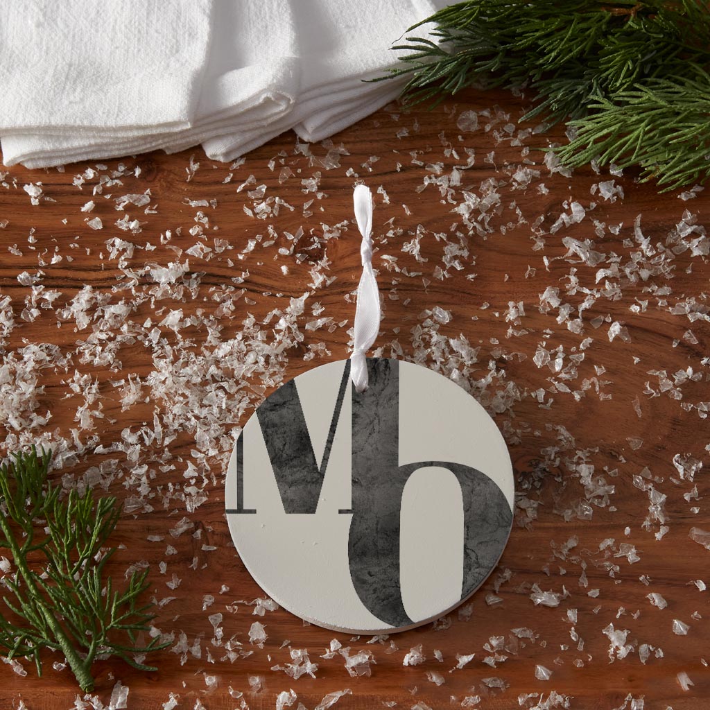 Minimalist B&W Missouri White Initials| Wood Ornament | Eaches | Min 6