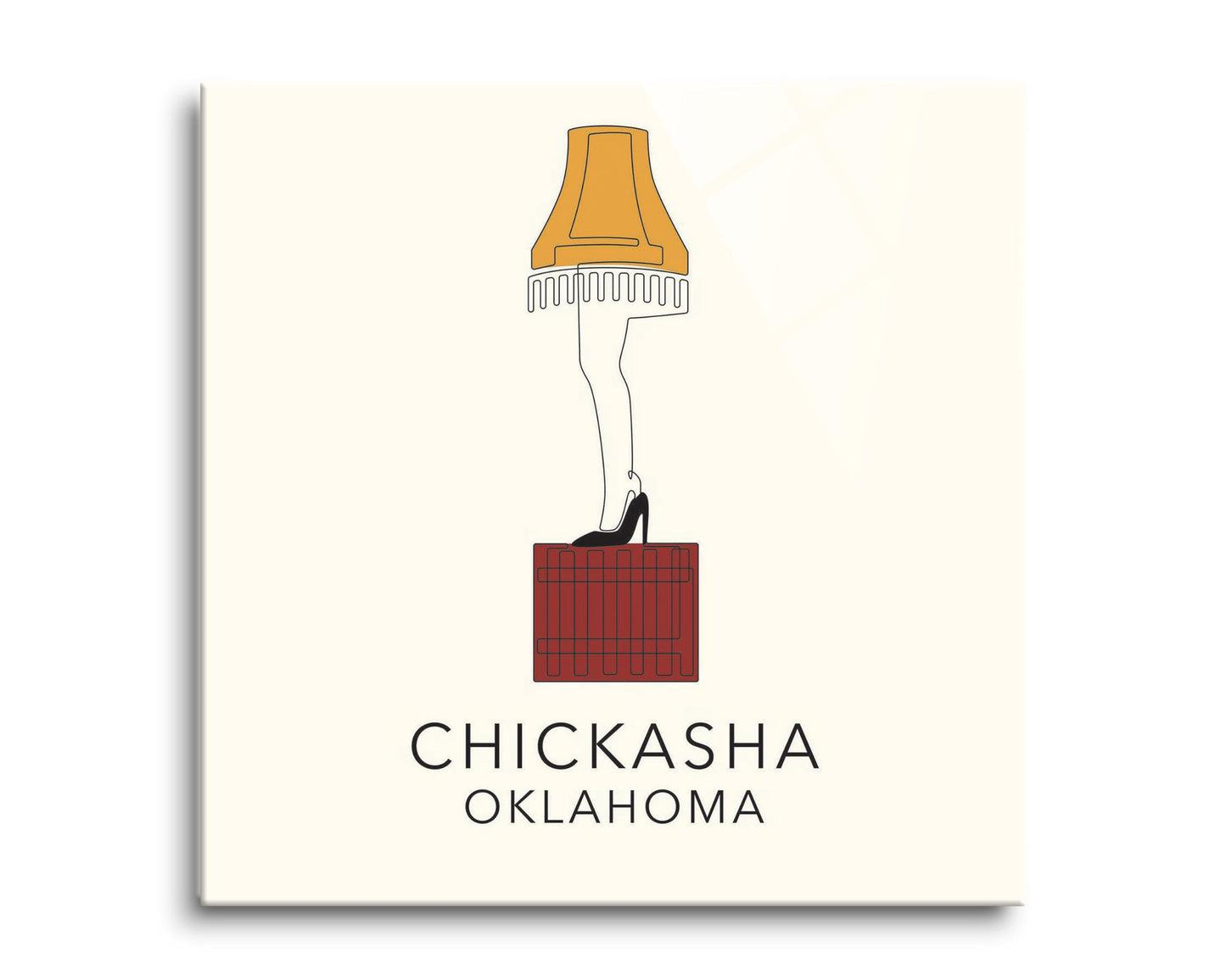 Modern Minimalist Oklahoma Colorful Chickasha Leg Lamp | Hi-Def Glass Art | Eaches | Min 2