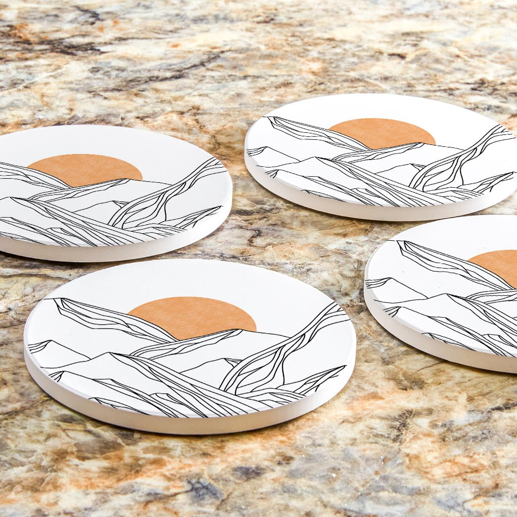 White Mountain Sun Lines| Absorbent Coasters | Set of 4 | Min 2