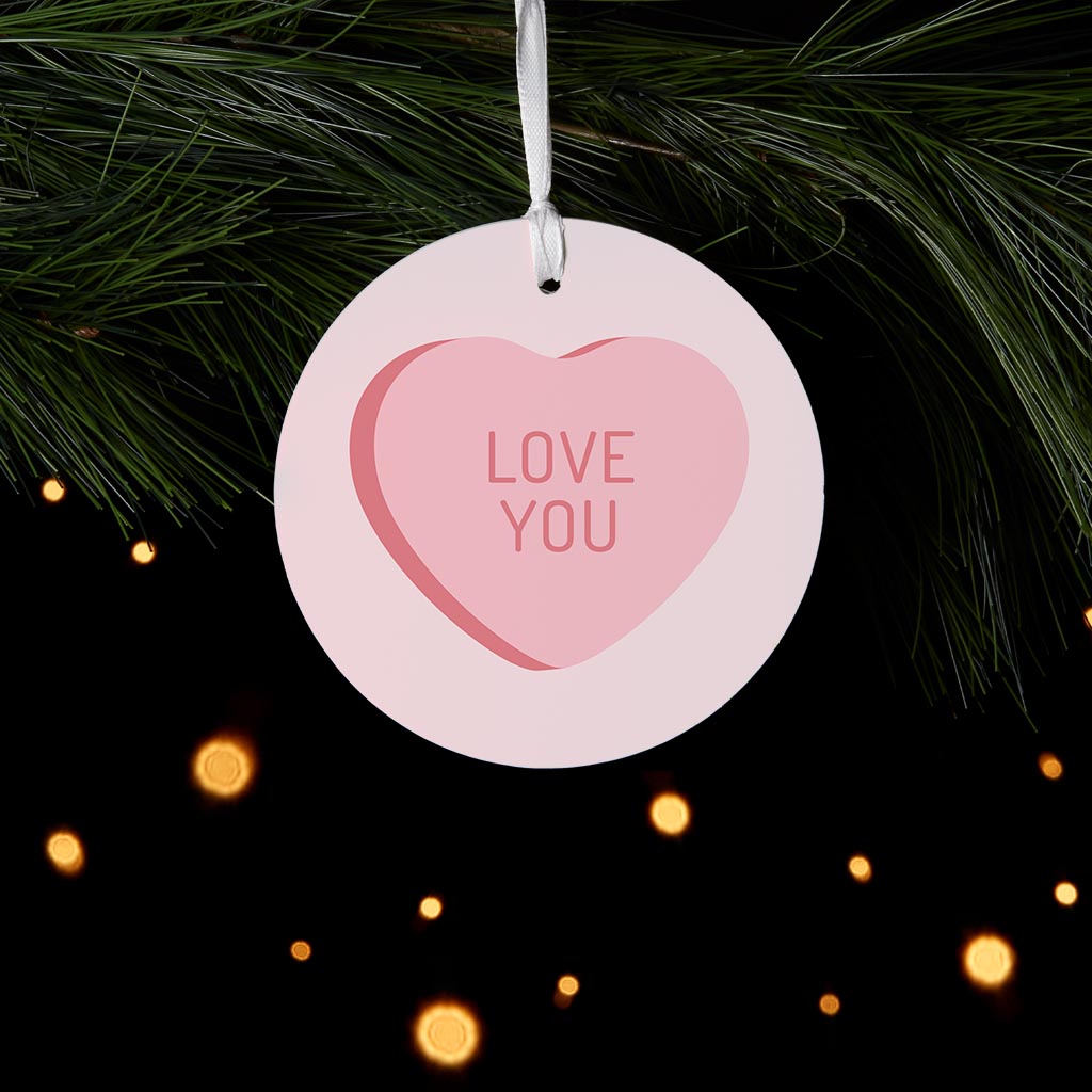 Message Hearts Love You | Wood Ornament | Eaches | Min 6